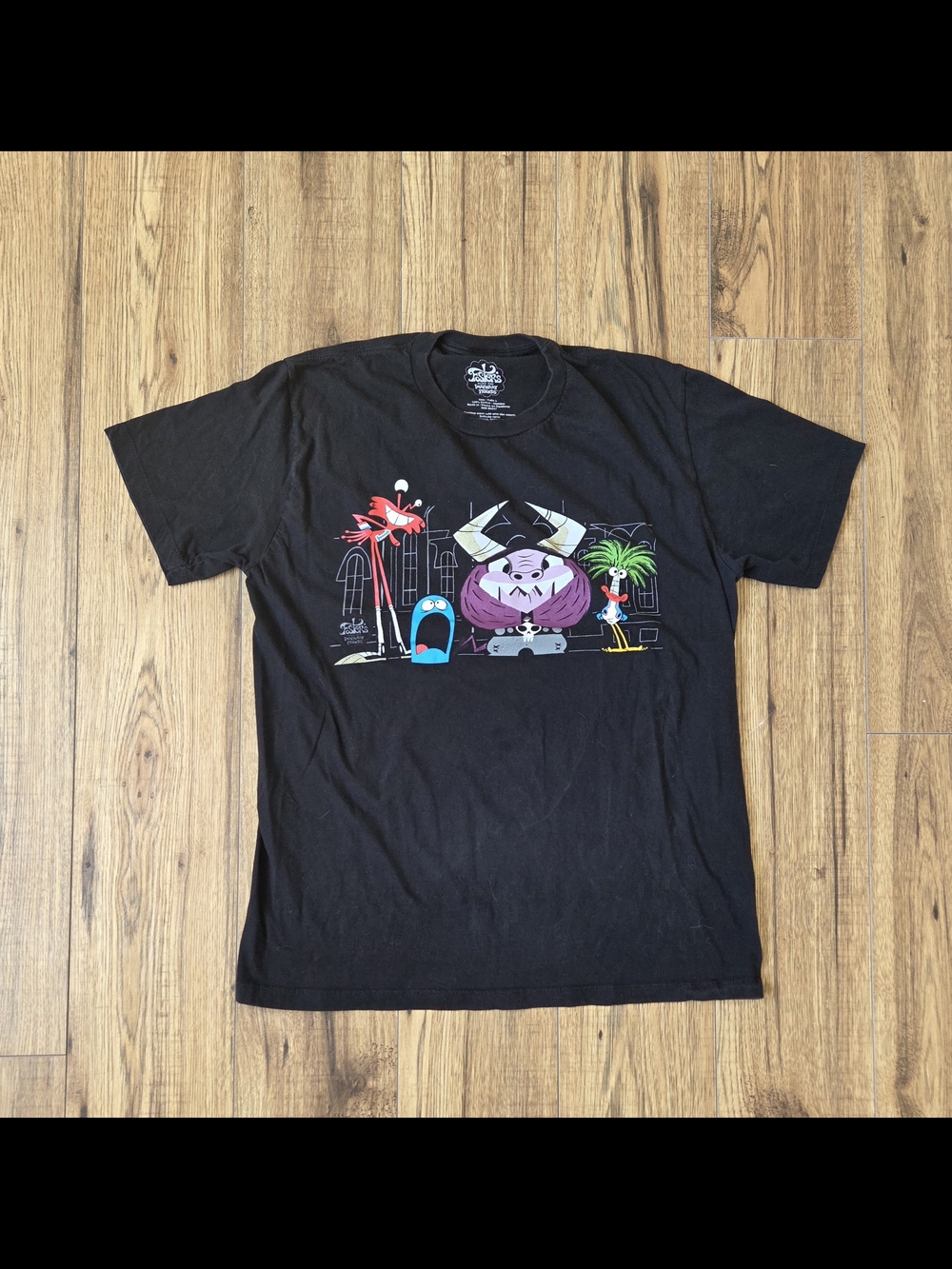 Fosters Home For Imaginary Friends Black Graphic Print Short Sleeve Shirt Size L